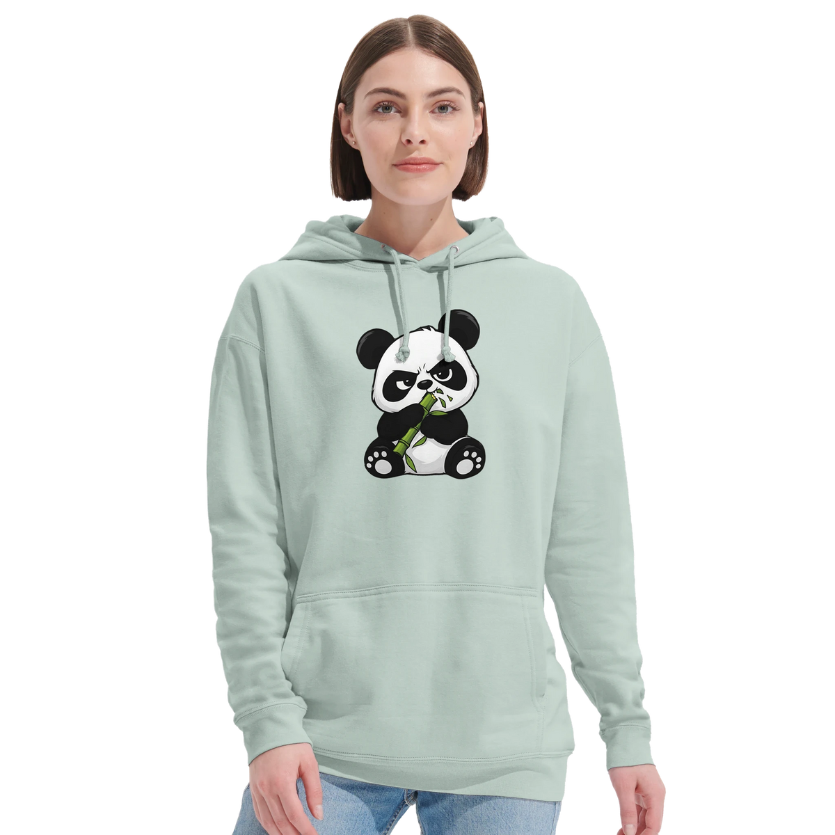 Grumpy panda eating bamboo hoodie, recycled blend unisex – LQQV