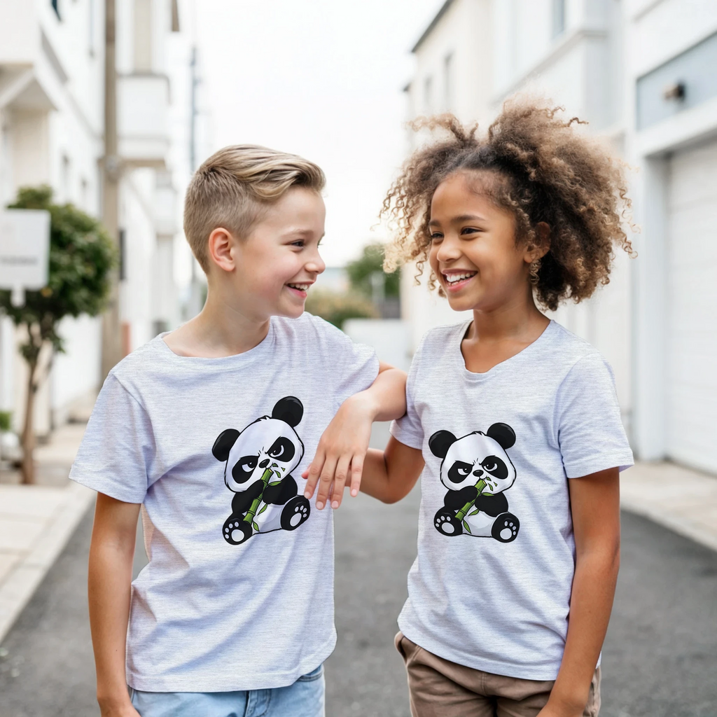 Grumpy panda kids t-shirt, front and back panda print – LQQV