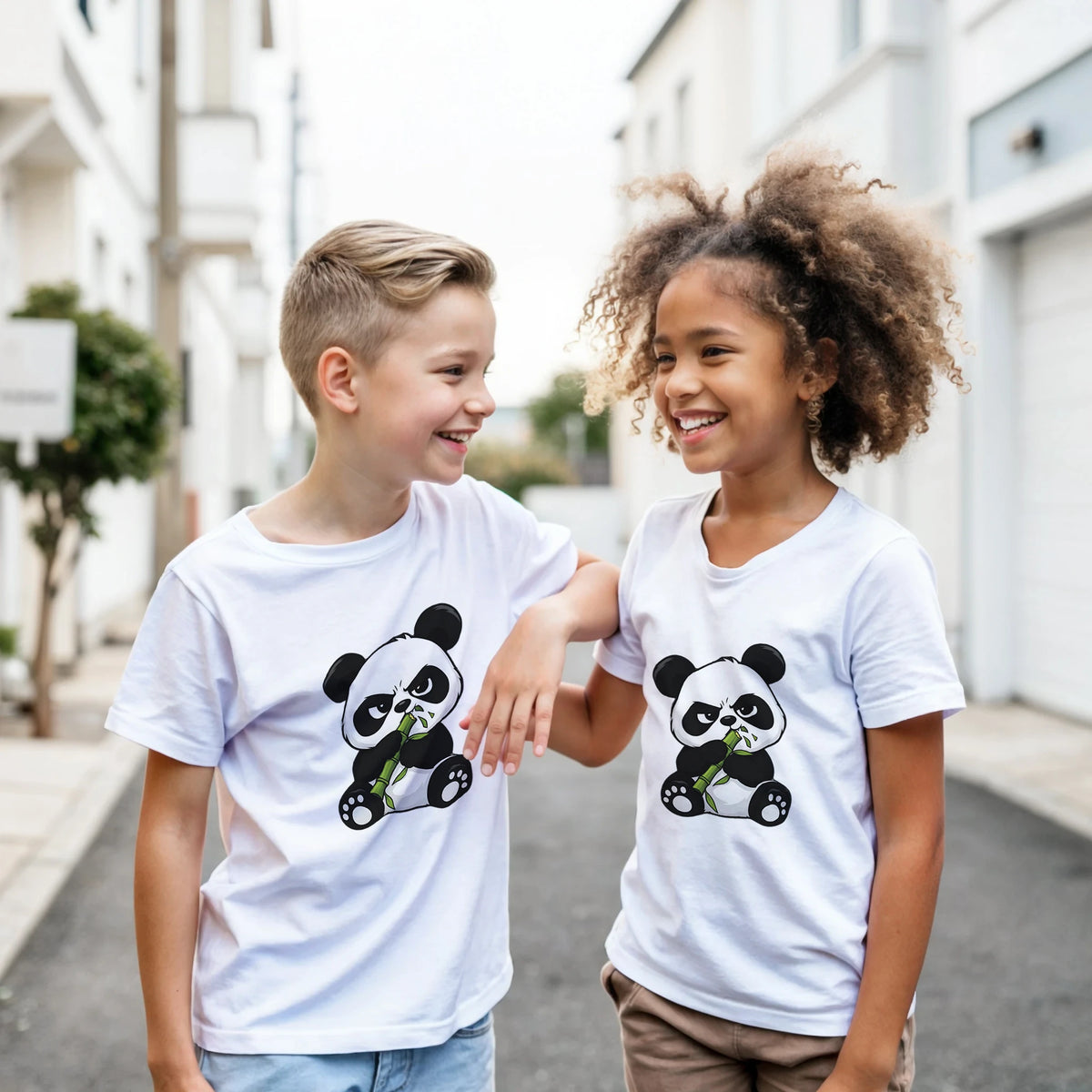 Grumpy panda kids t-shirt, front and back panda print – LQQV