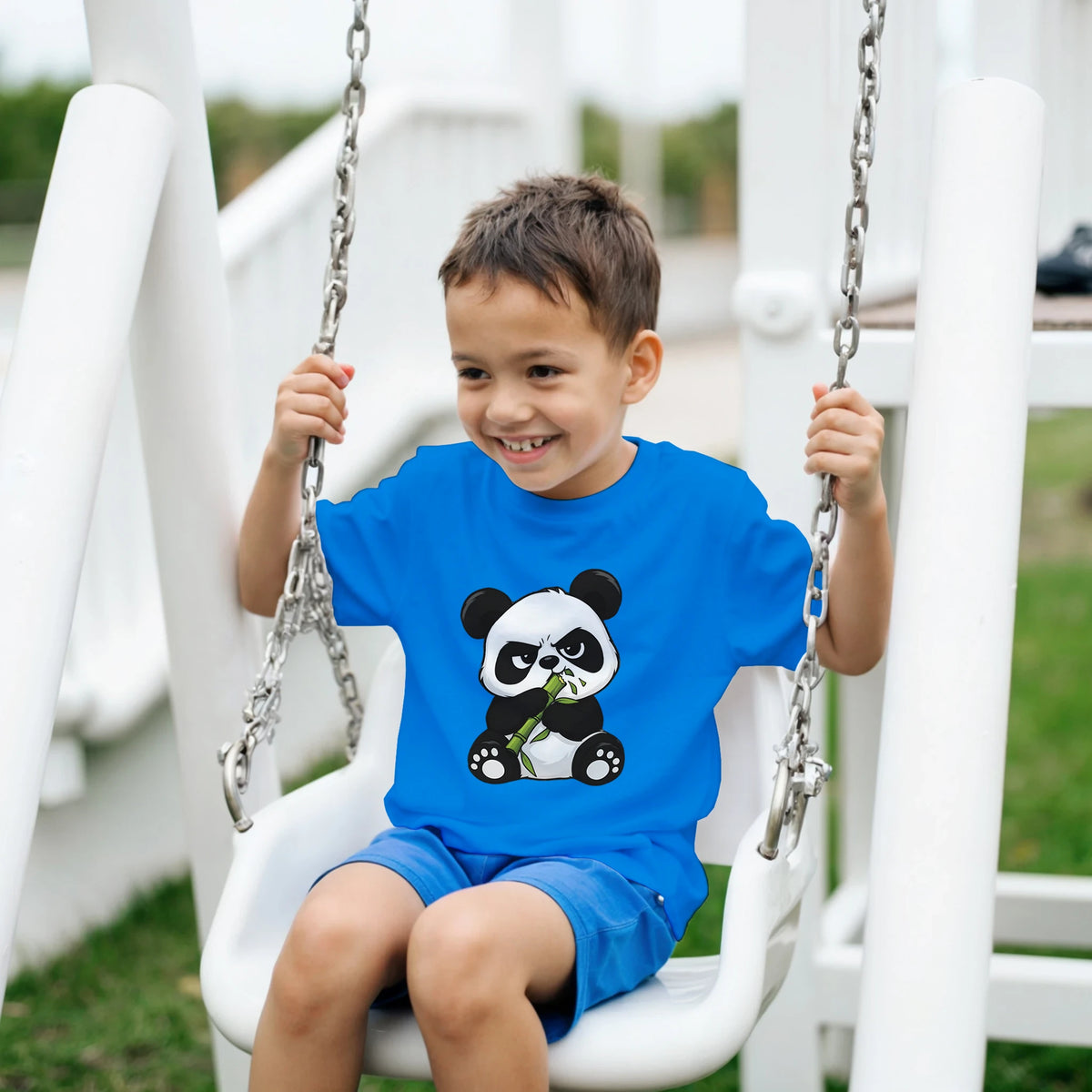 Grumpy panda kids t-shirt, front and back panda print – LQQV