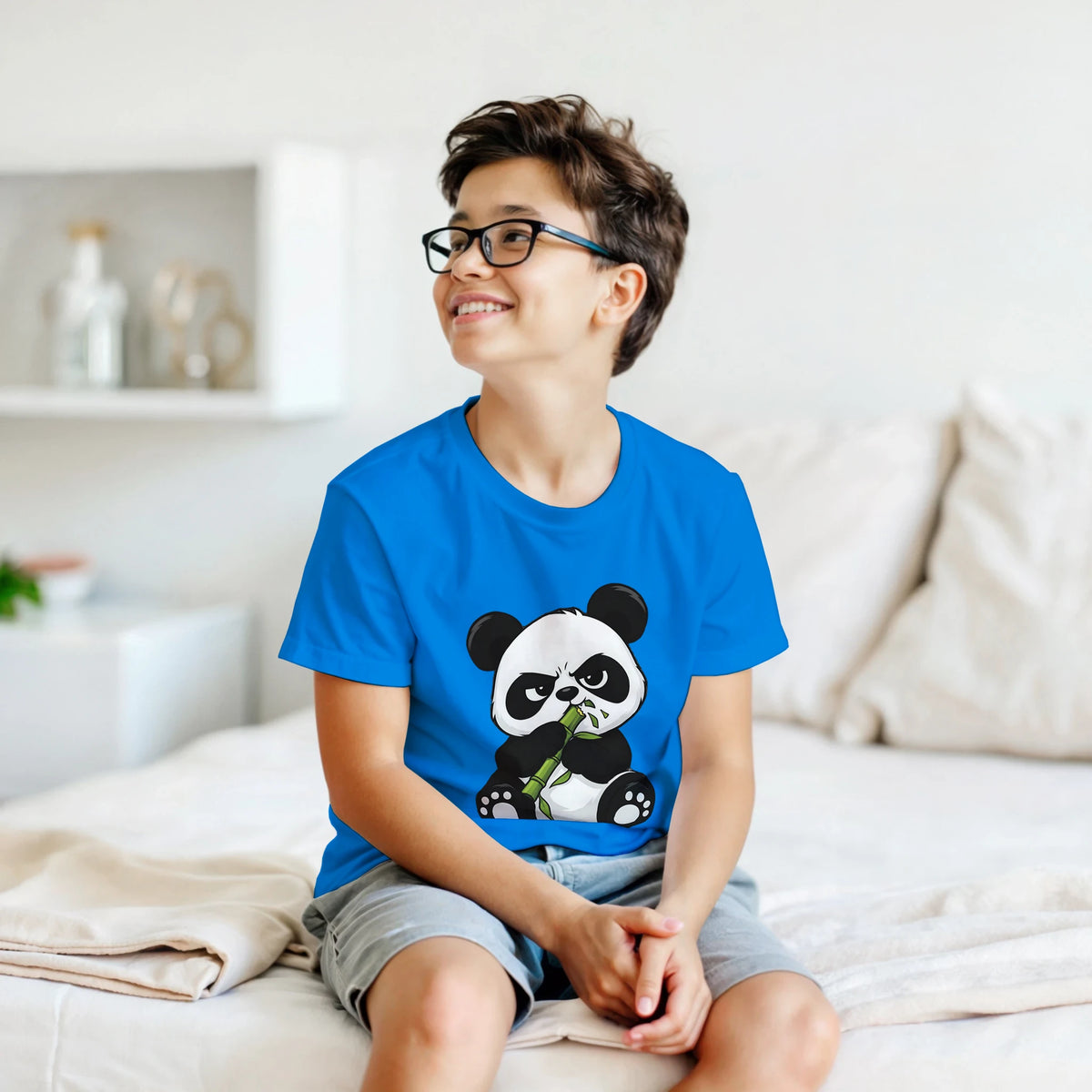Grumpy panda kids t-shirt, front and back panda print – LQQV