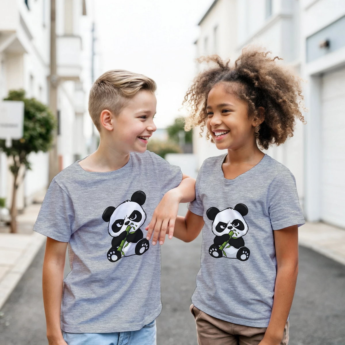 Grumpy panda kids t-shirt, front and back panda print – LQQV
