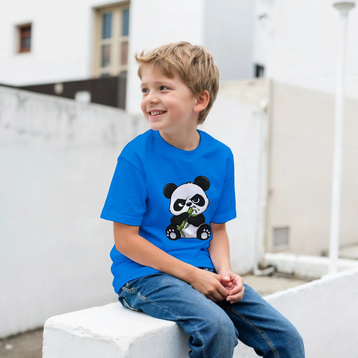 Grumpy panda kids t-shirt, front and back panda print – LQQV