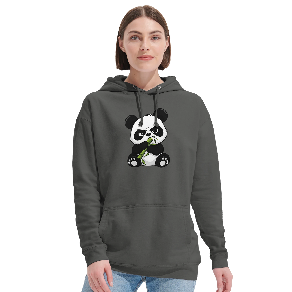 Grumpy panda eating bamboo hoodie, recycled blend unisex – LQQV