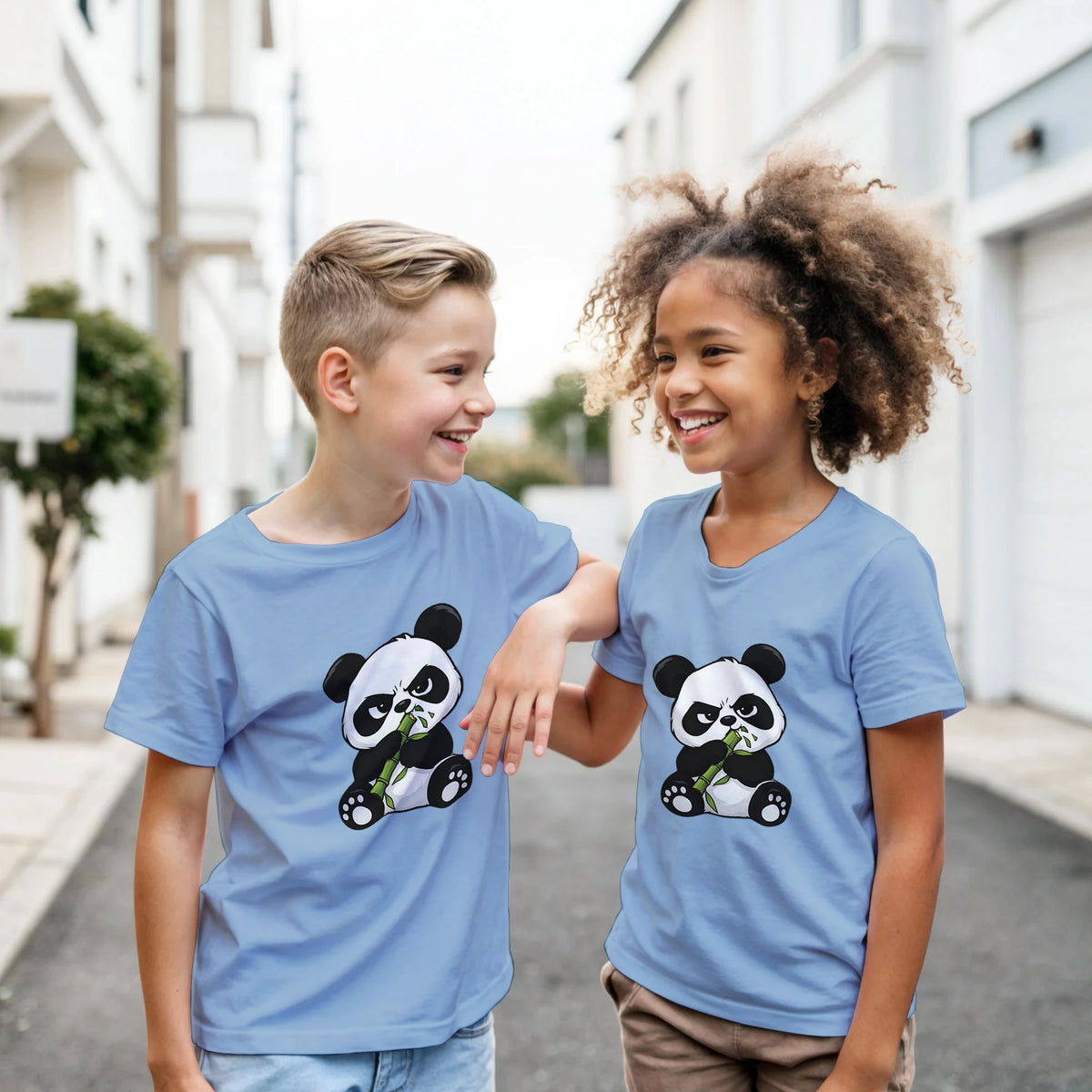 Grumpy panda kids t-shirt, front and back panda print – LQQV