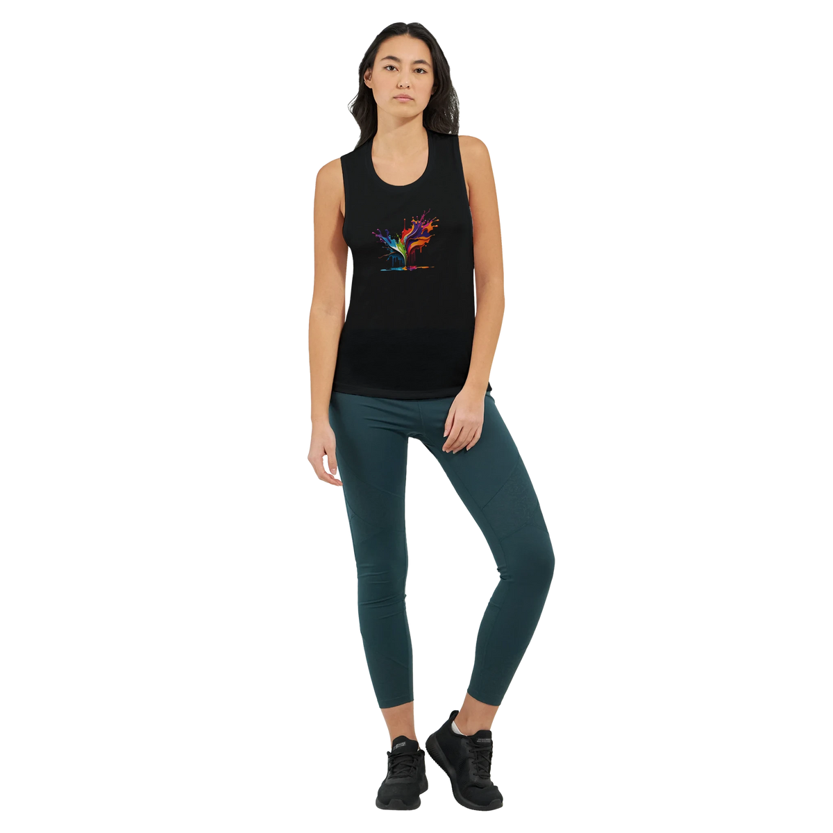 Colourful paint splash graphic women's muscle tank top – LQQV