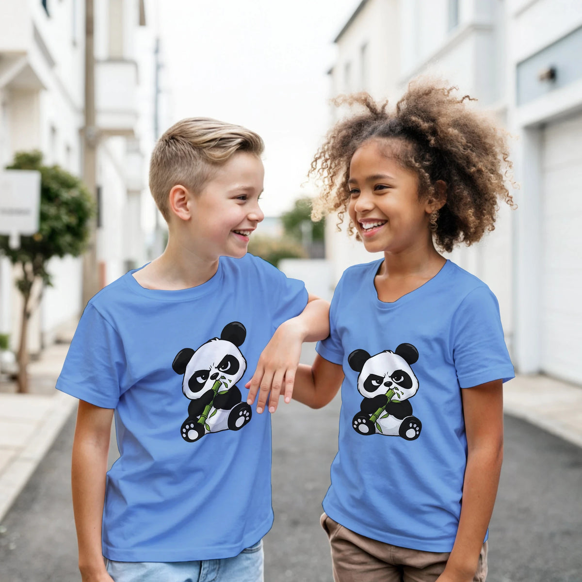 Grumpy panda kids t-shirt, front and back panda print – LQQV