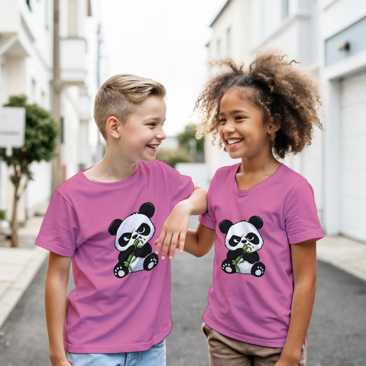 Grumpy panda kids t-shirt, front and back panda print – LQQV