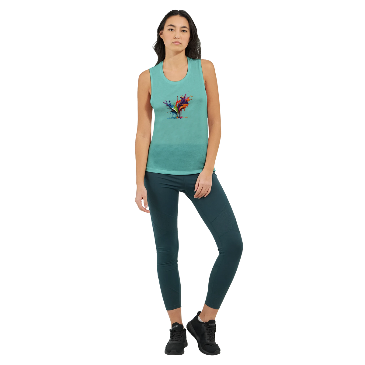 Colourful paint splash graphic women's muscle tank top – LQQV