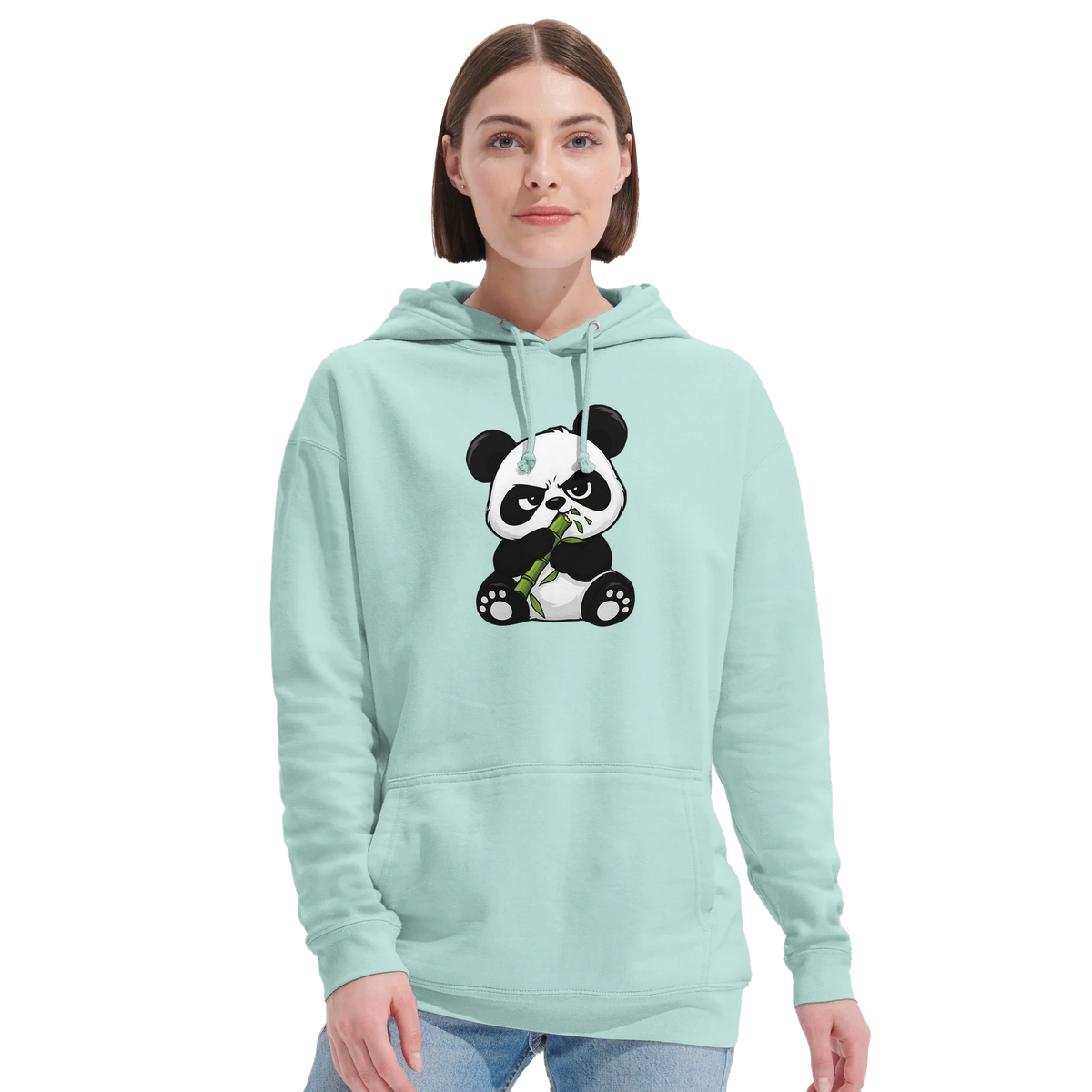Grumpy panda eating bamboo hoodie, recycled blend unisex – LQQV