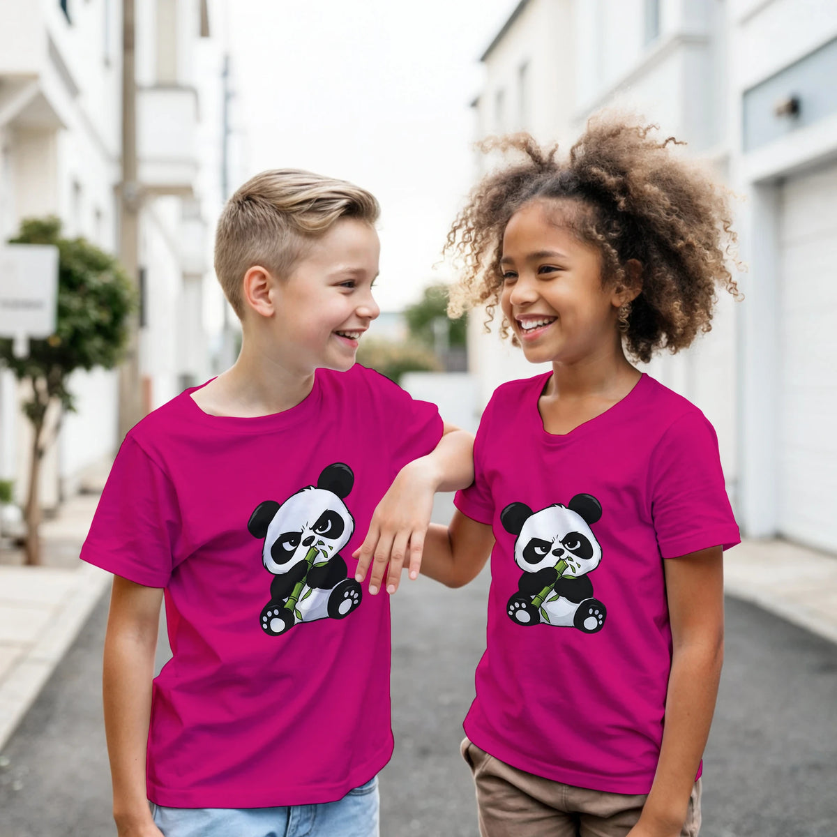 Grumpy panda kids t-shirt, front and back panda print – LQQV