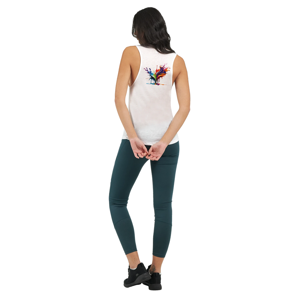 Colourful paint splash graphic women's muscle tank top – LQQV