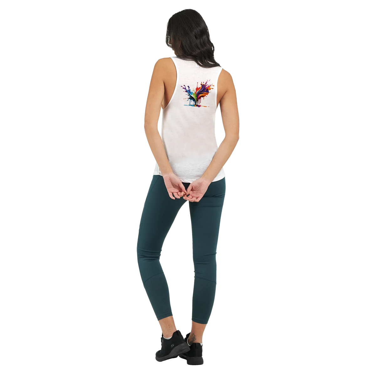 Colourful paint splash graphic women's muscle tank top – LQQV