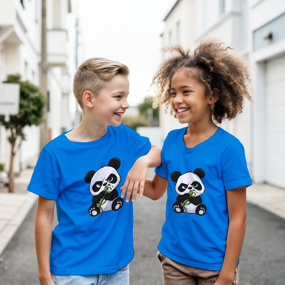 Grumpy panda kids t-shirt, front and back panda print – LQQV