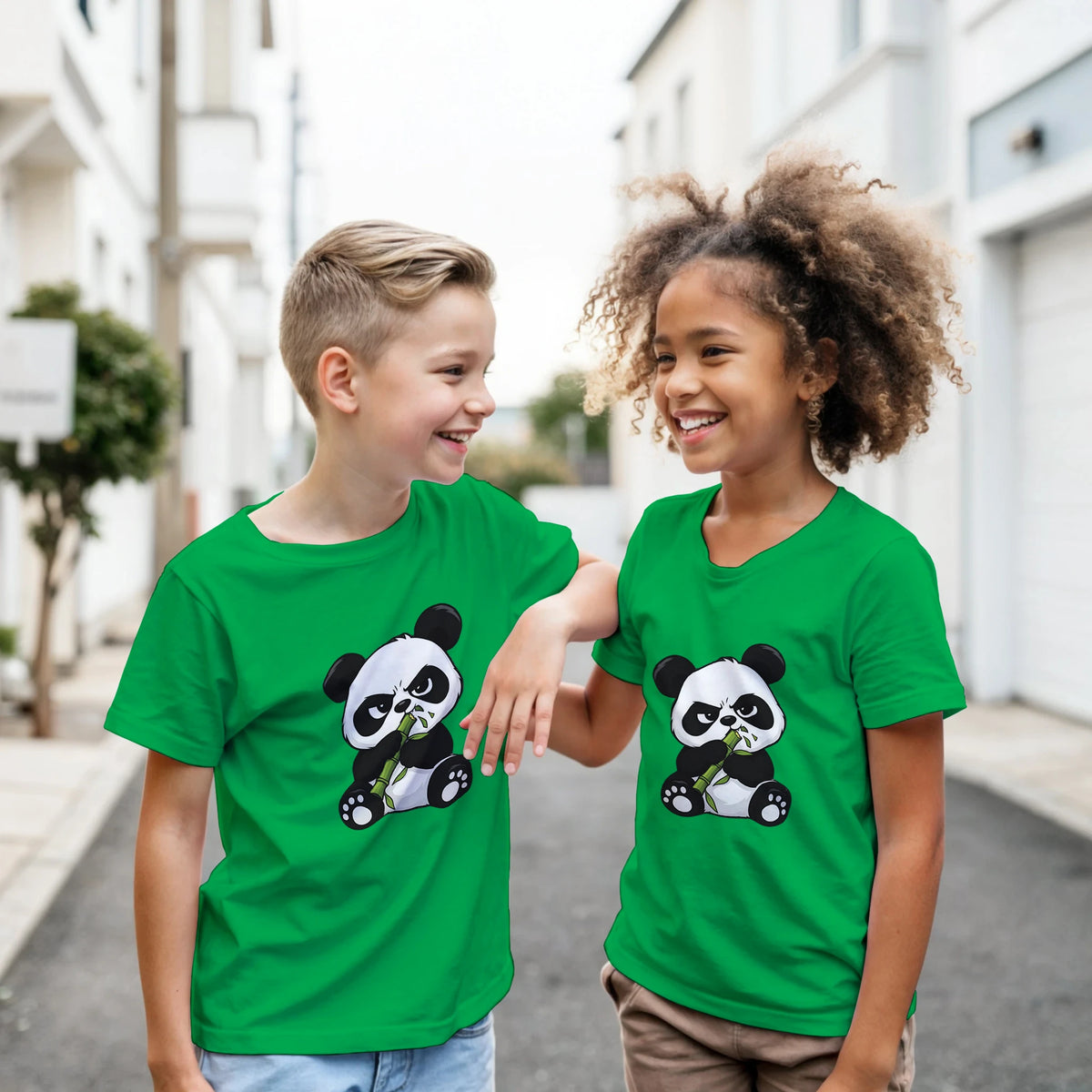 Grumpy panda kids t-shirt, front and back panda print – LQQV