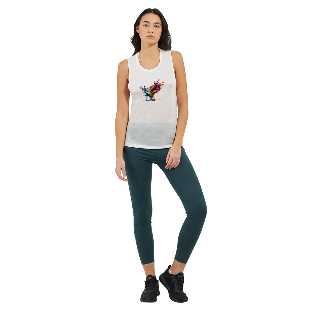 Colourful paint splash graphic women's muscle tank top – LQQV