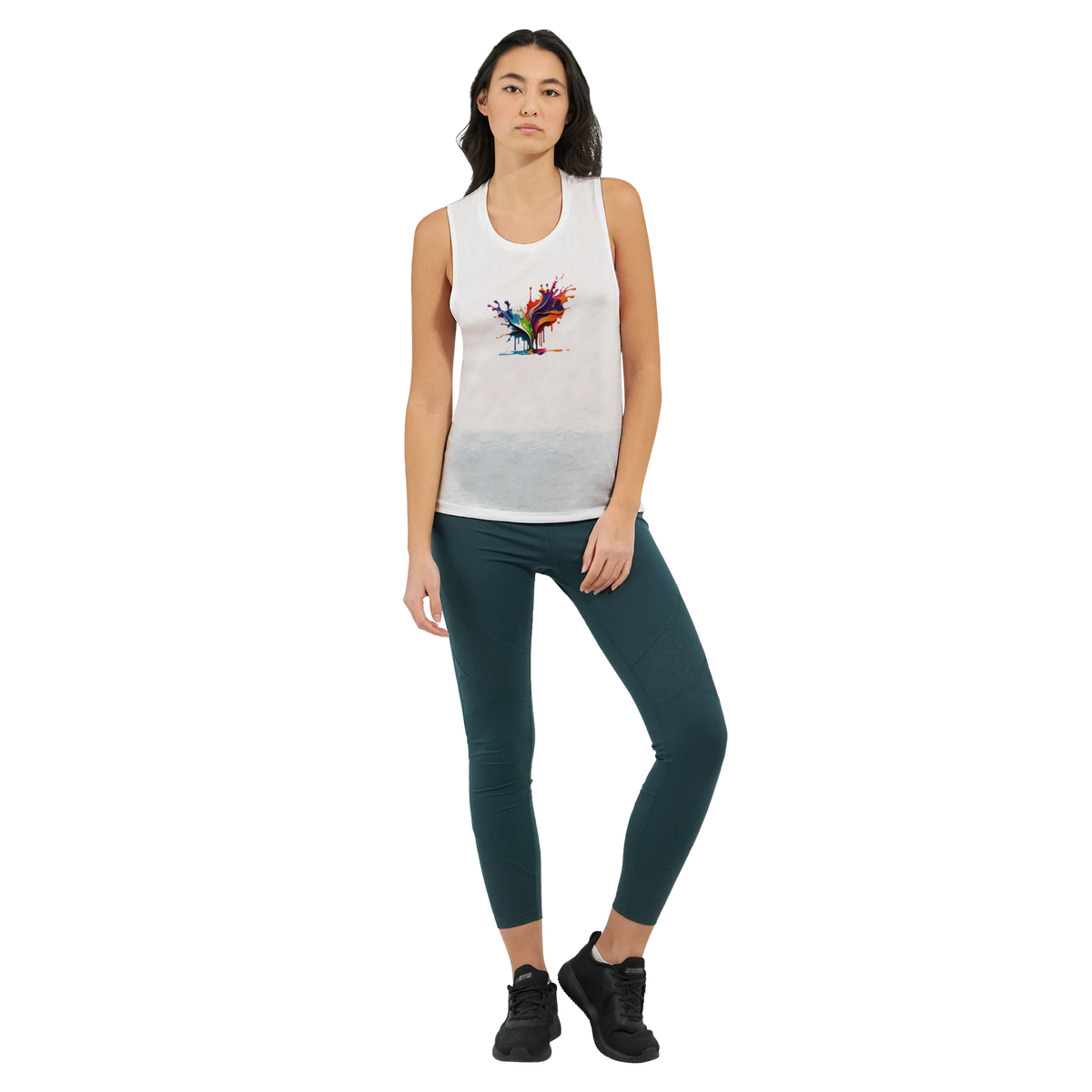 Colourful paint splash graphic women's muscle tank top – LQQV