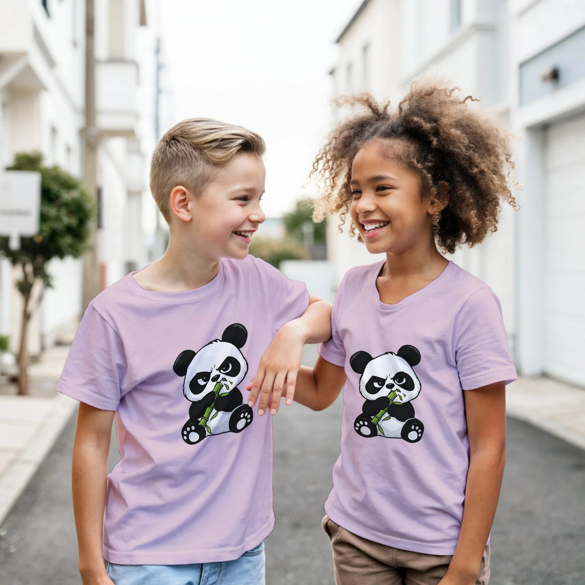 Grumpy panda kids t-shirt, front and back panda print – LQQV