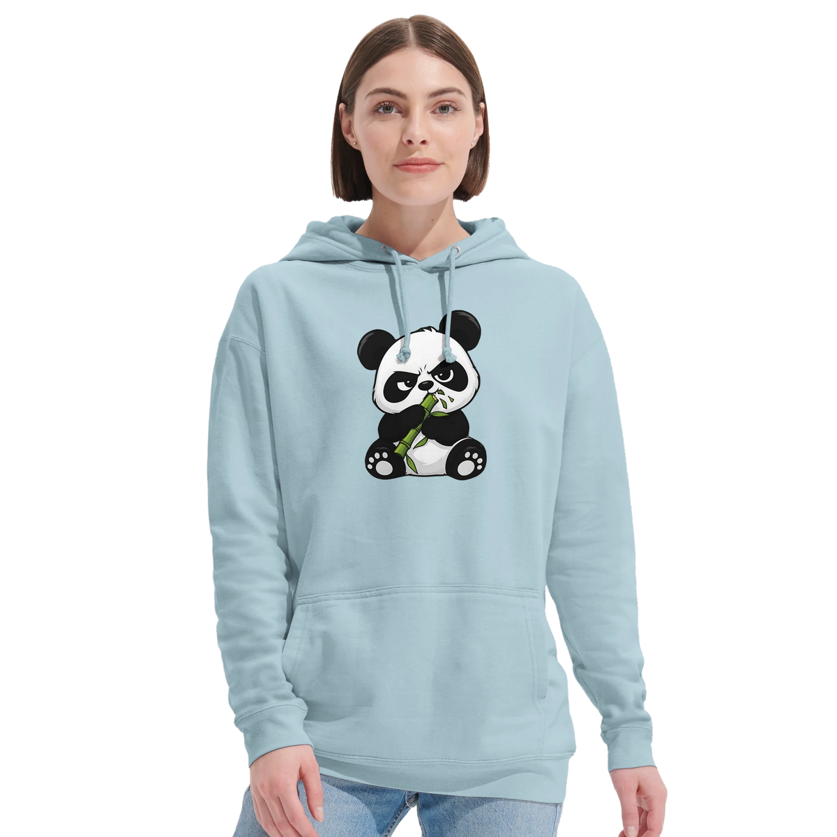 Grumpy panda eating bamboo hoodie, recycled blend unisex – LQQV